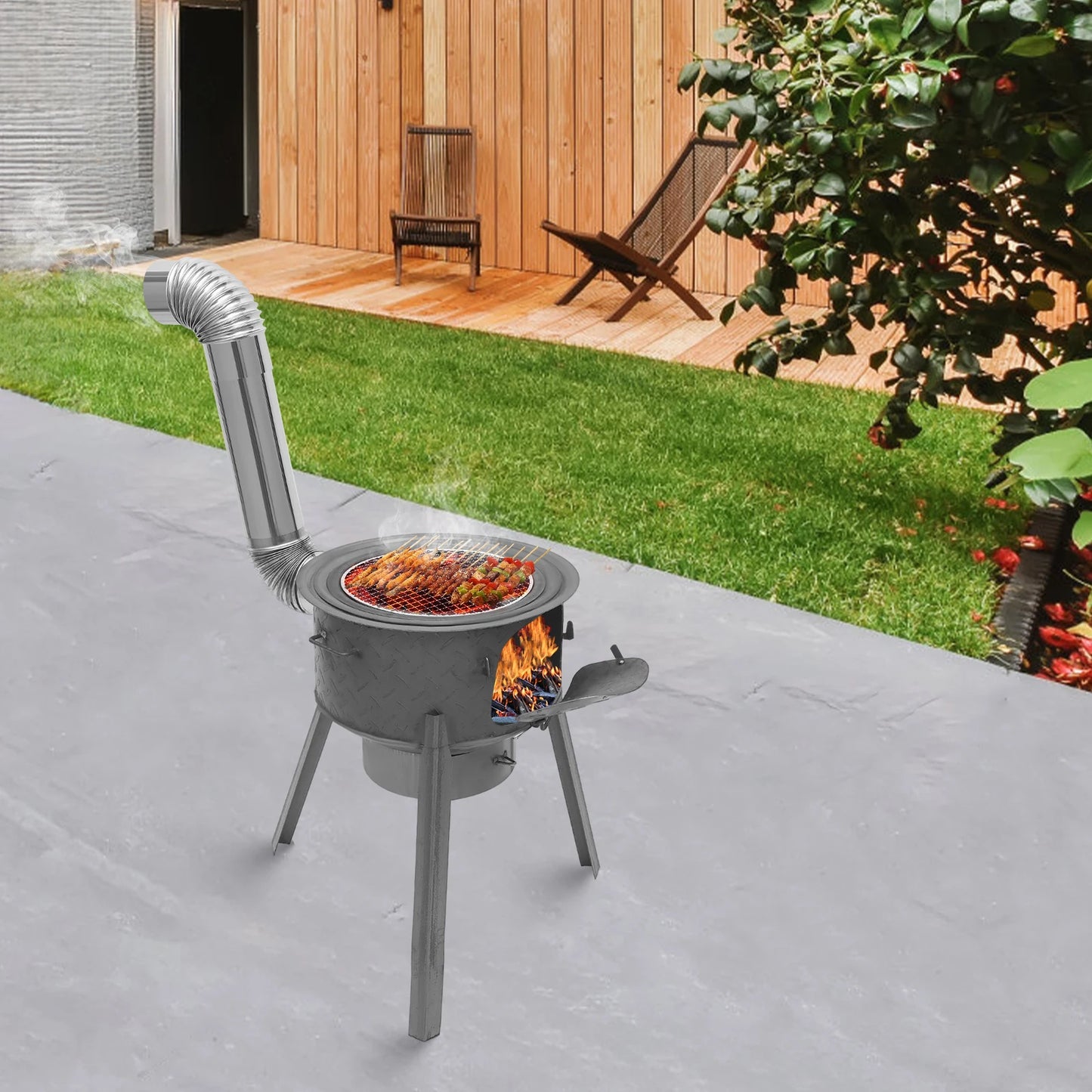 Indoor Outdoor Multifunction Wood Burning Stove, Portable Camping Wood Stove, for heating,barbecuing, frying, deep-frying
