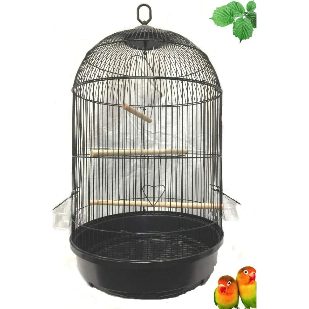 13 diameter x 25 height black round bird cage for cockatiel, lovebird, finch, canary, aviary, budgie, parakeet
