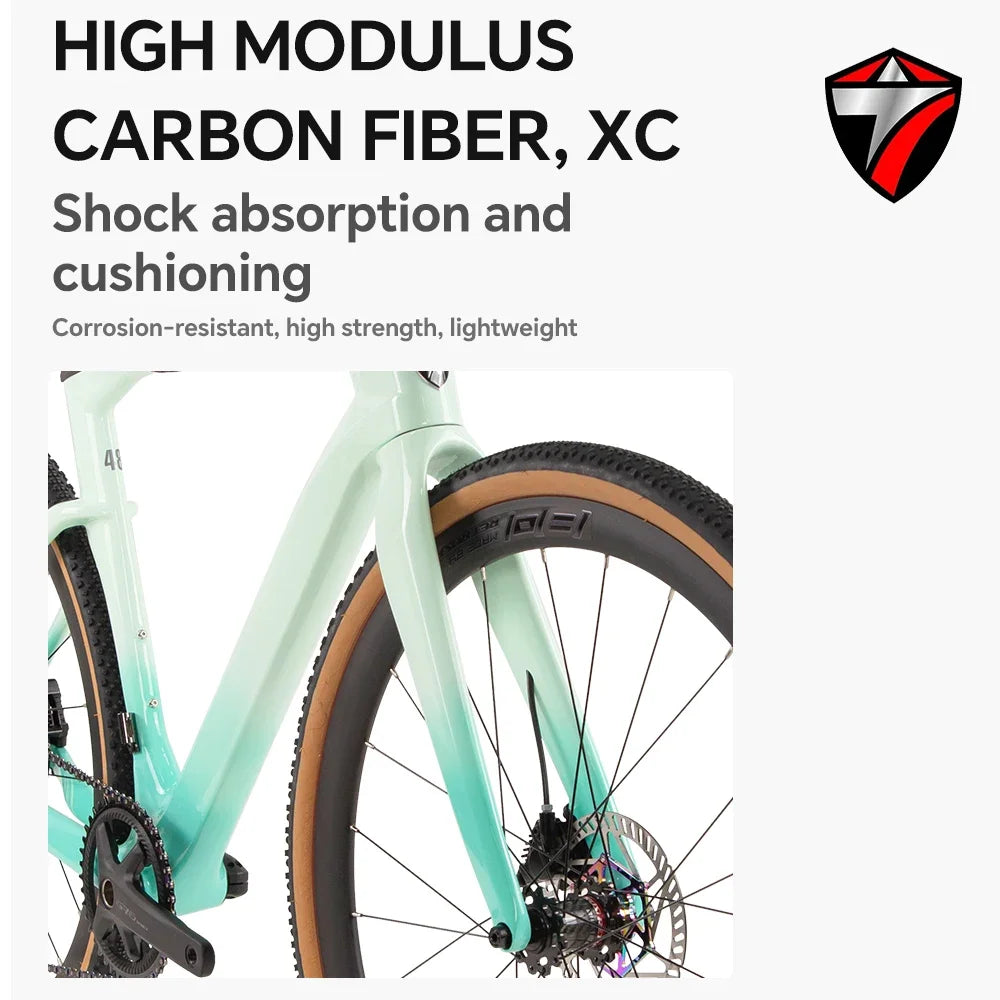 TWITTER Carbon Fiber Gravel Bike with Wireless Electronic Shifting 12/24 Speed Hydraulic Disc Brakes Mountain Bicycle For Men