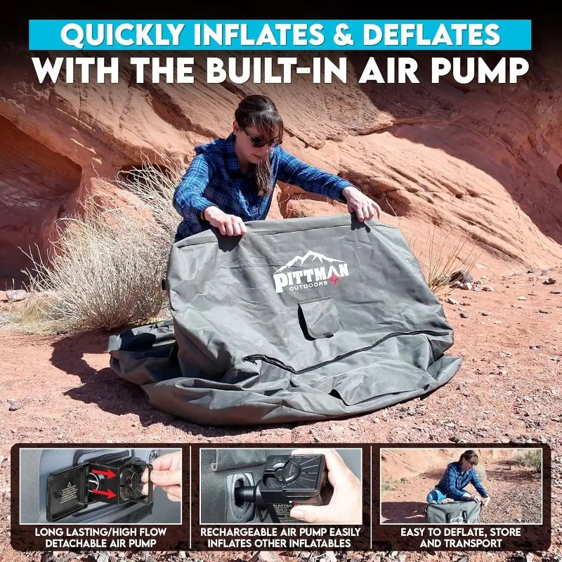 Pittman - Inflatable Chair for Camping with Built in Pump - Portable Inflatable Couch for Adults Holds 350lb's - Blow Up Chair f