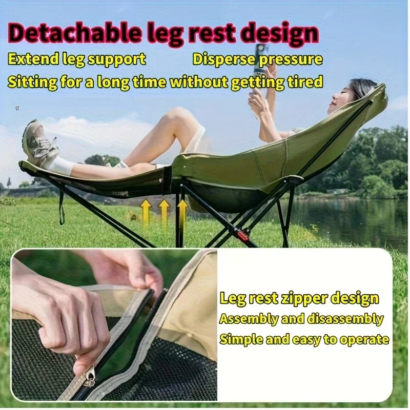 1 PCS 4 Position Adjustable Camping Chair With Footrest Portable Folding Chair For Outdoor Fishing Beach Travel Picnic Relax