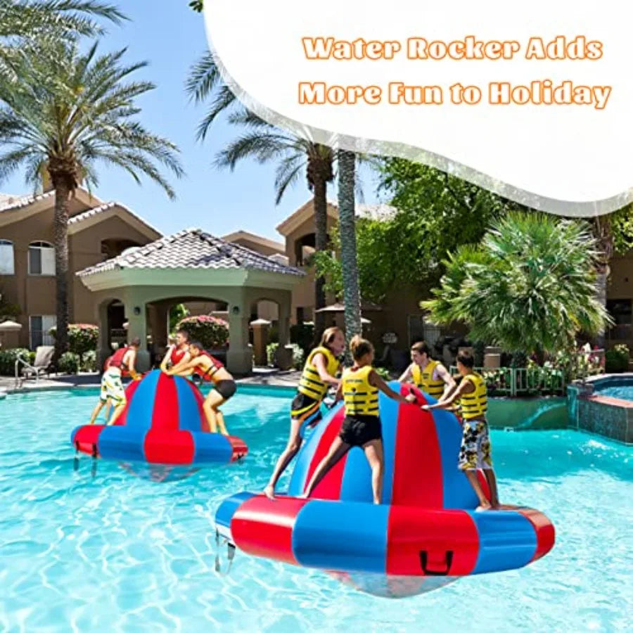 8.2FT Inflatable Dome Rocker Bouncer for and Adults Seesaw Bounce Ball with 8 Handles Water Disco Boat for Lake and Pool Heavy