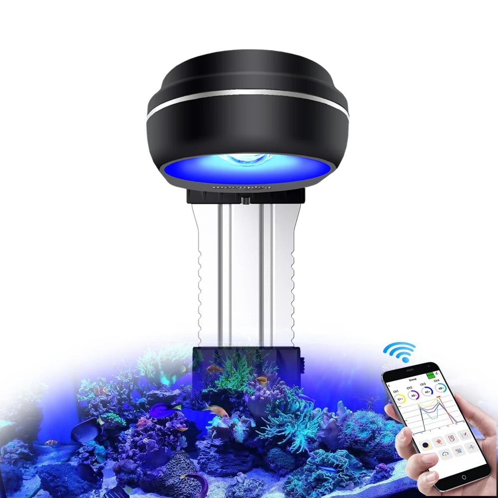 PopBloom WiFi Nano Aquarium LED Light 60W, Professional Aquarium Light Full Spectrum for Reef Coral SPS/LPS Saltwater Tank