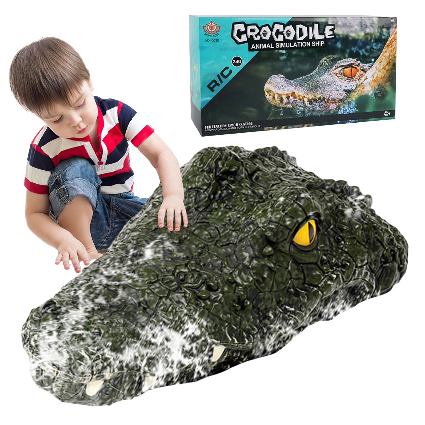 Remote Control Alligator Head Boat 2.4G Simulation Crocodile Head for Kids and Adults Summer Water Spoof Toys Gift