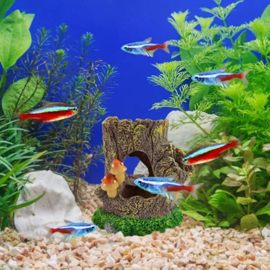 Fish Tank Decorations Aquarium Decor Small Fish Cave Aquarium Accessories Stump House Hideout Resin Fish Tank Cave Betta Goldfi