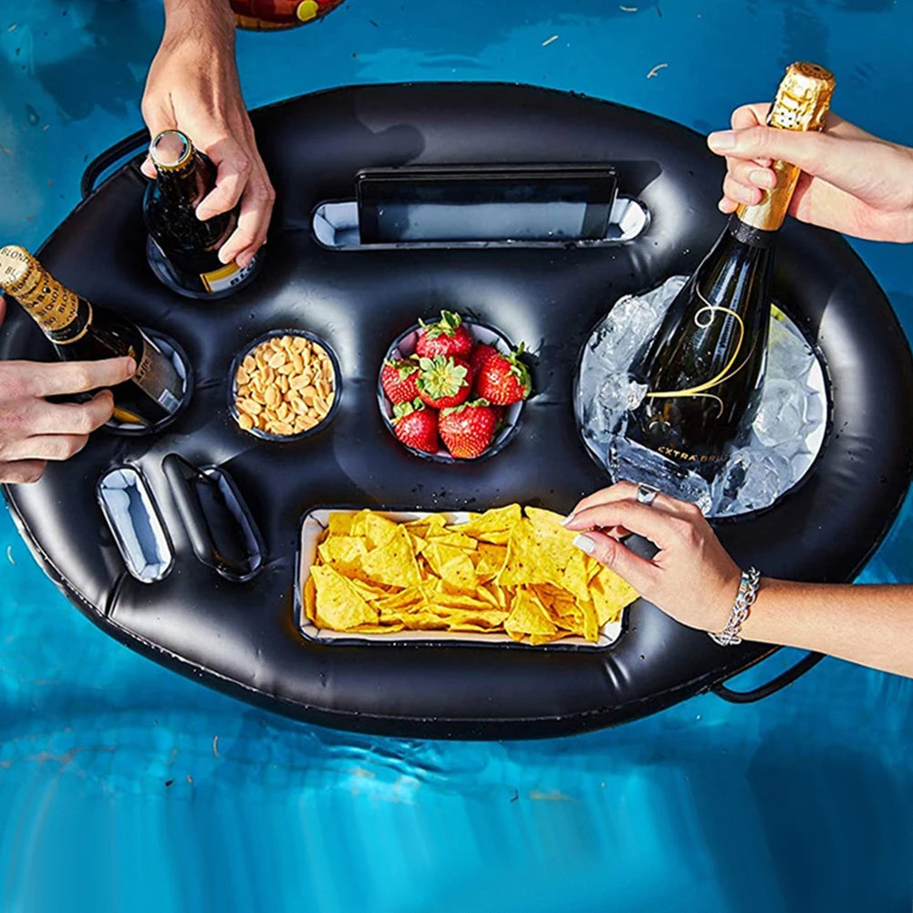 Inflatable Drinks Holder Pool Beer Drinks Holder Multifunctional Floating Cup Holder Drinks Cooler Tray for Beach Time Spa