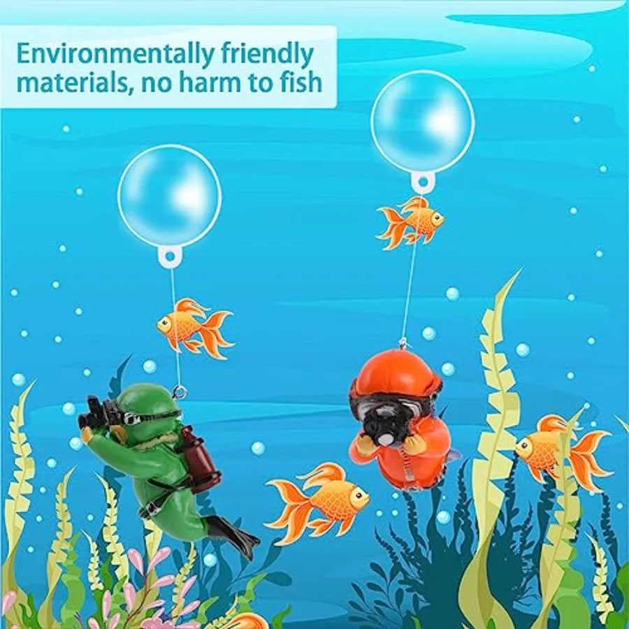 Floating Fish Tank Decorations Cute Little Diver Toys for Aquarium Decor 4 Pack Orments Accessories