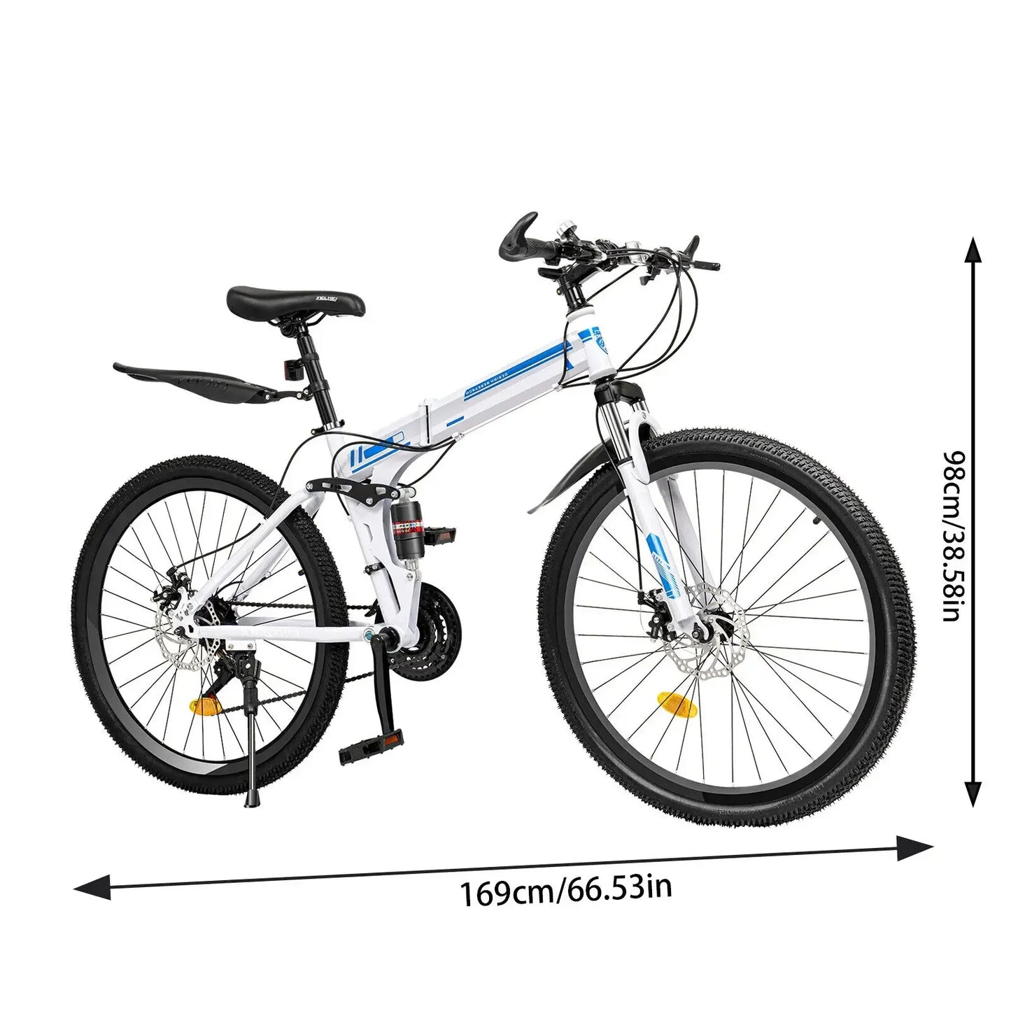 26" Folding MTB Bicycle with 21 Speed, Dual Disc Brakes, Men’s Mountain Bike for School, Commuting, and Outdoor Sports