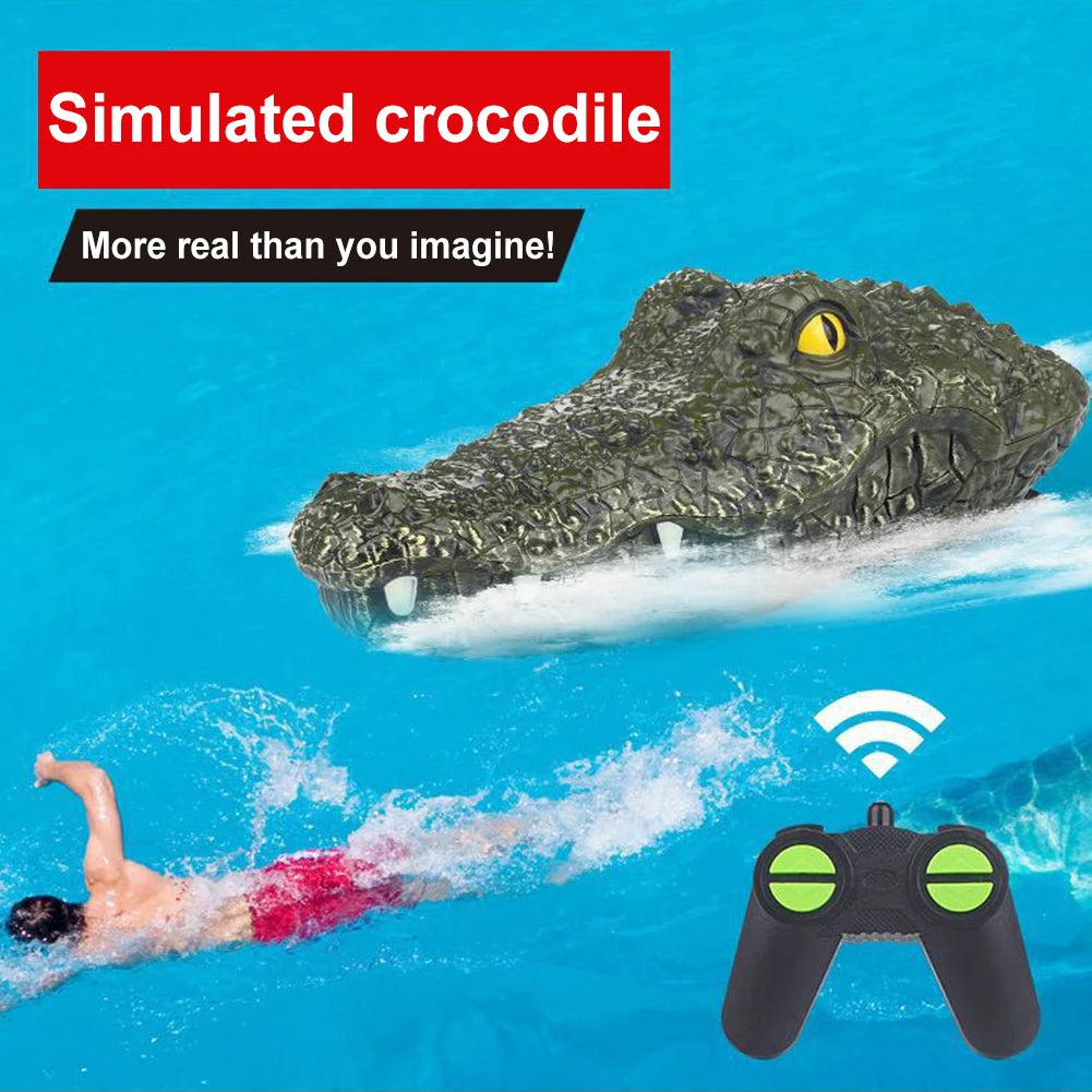 Remote Control Alligator Head Boat 2.4G Simulation Crocodile Head for Kids and Adults Summer Water Spoof Toys Gift
