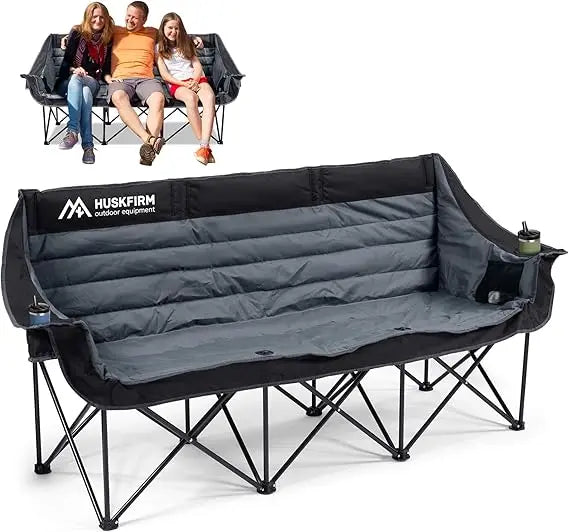 3 Person Camping Chairs Folding Double Camping Chair Portable Oversized Loveseat Padded Camp Chair Heavy Duty Camping Couch for