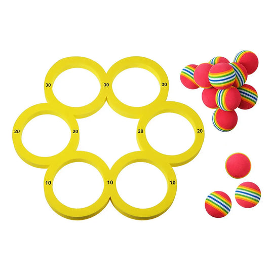 Pool  Games Set with 10 Rainbow Balls Water Sports  Floating  Ring for Kids Adults Swimming Pool Water Game