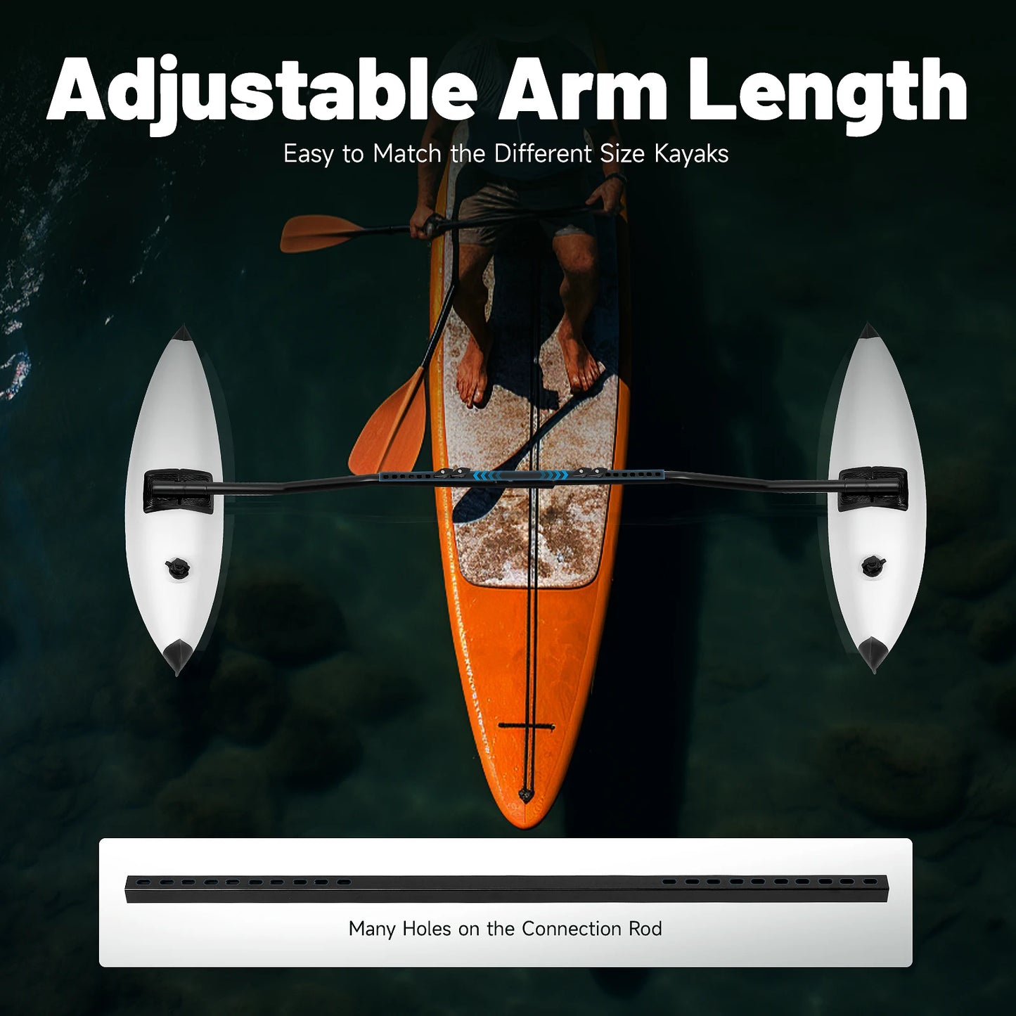 PVC Inflatable Outriggers With Sidekick Rods Connection Rod & Hardware Set Pontoon Fishing Float Tube Kit