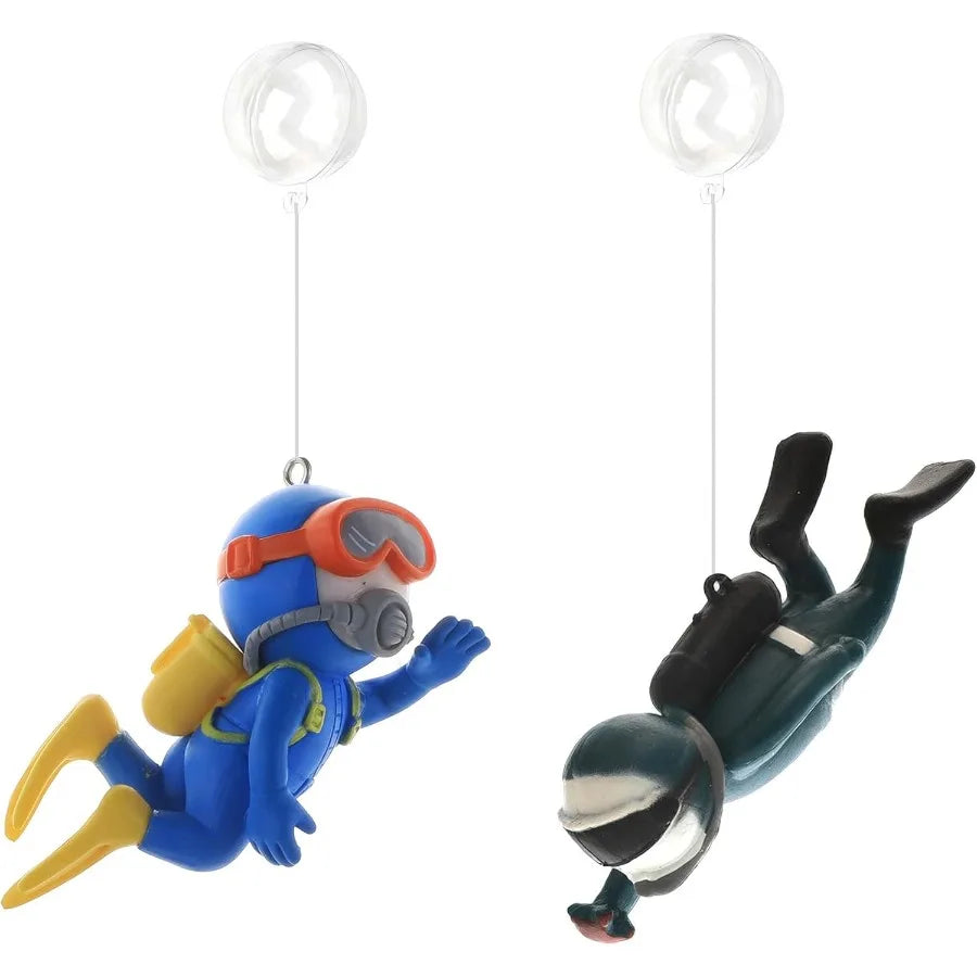 2Pack Cute Little Diver Fish Tank Decorations Aquarium Decoration Floating Aquarium Accessories Fish Playmate for Fish Tank Sui
