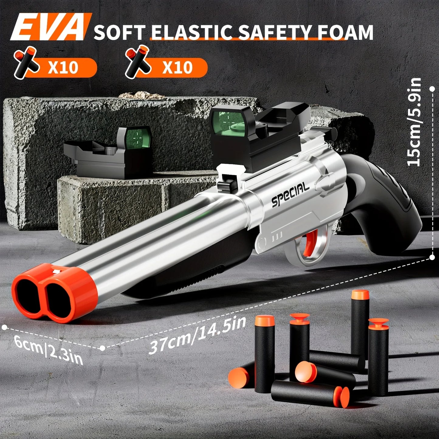 Toy Gun Soft Bullets,Rifle Short Double Barrel Shotgun Toys Foam Blasters with EVA Darts, Shooting Games Education Toy Model