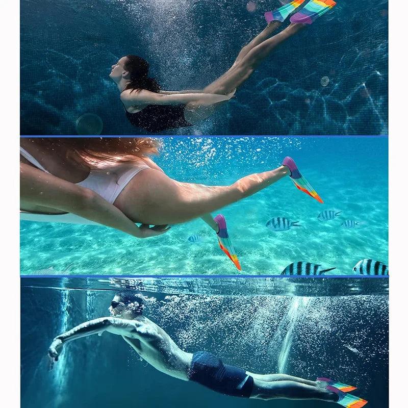 Comfortable Silicone Swim Fins Kids &Adults-Suitable Size for Beginners in Swimming,Diving-Ideal for Training Water Activities