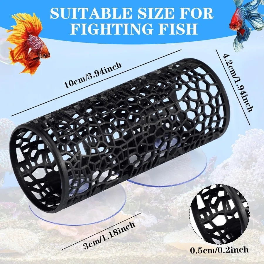 2 Pcs Betta Fish Tank Accessories Black Betta Tunnel Fish Toys Safe Hollow Hammock Cave Aquarium Decor Hideout Tube Shelter wi
