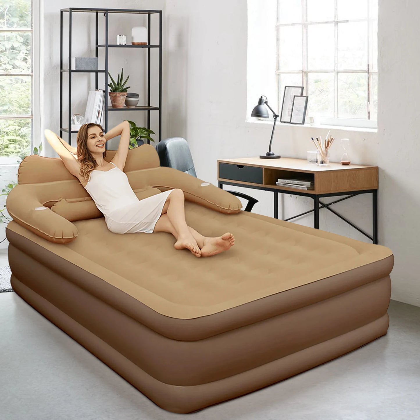 Picnic Thickened Double Plastic Material Folding Beds Modern Inflatable Folding Bed For Outdoor Creative Unique Design Bed