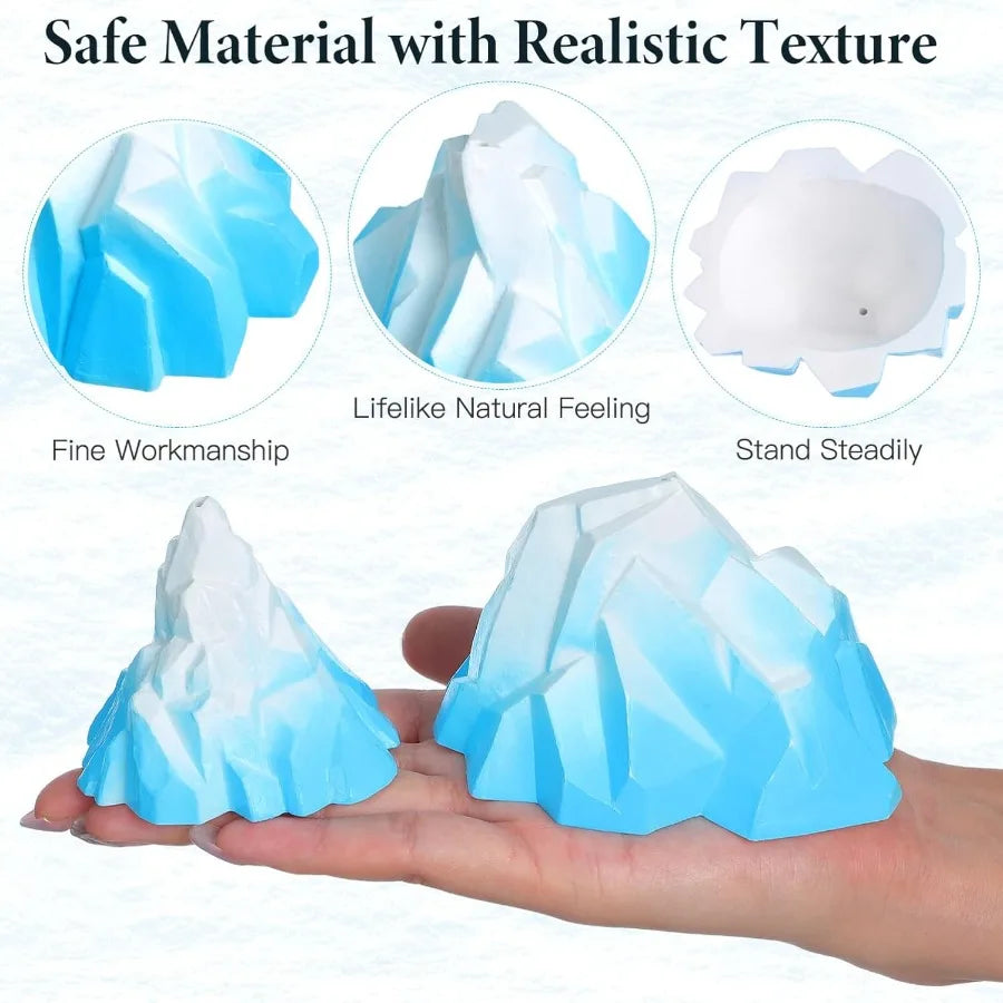 Aquarium Snow Mountain Decoration 4pcs Iceberg Model Fish Tank Iceberg Glacier Landscape Decoration Turtle Tank Accessories Blu