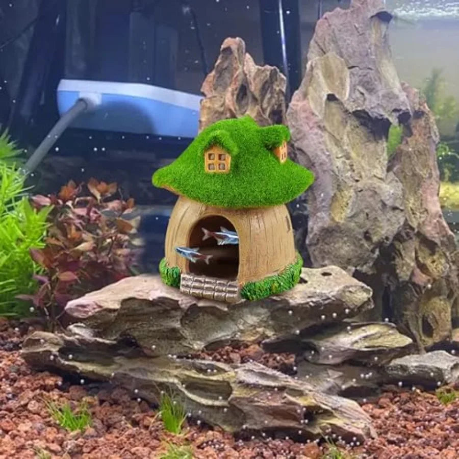Mushroom Fish Tank Accessories Resin Aquarium Decorations with Hollow Hole Fishtank Decorations for Shrimp Betta Betta Fishtank