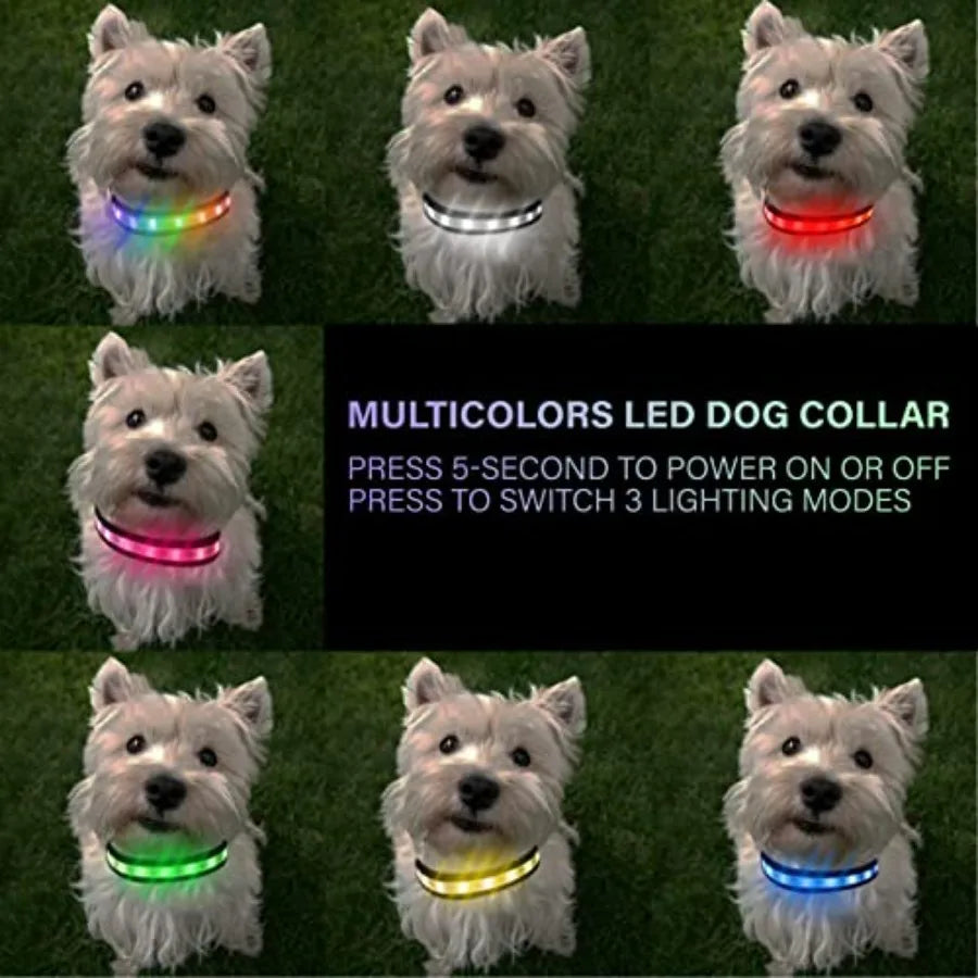 LED Dog Collar lticolor Light Up Dog Collar USB Rechargeable HighVisibility Glow in The Dark Dog Collars for Night Walks IPX7 W