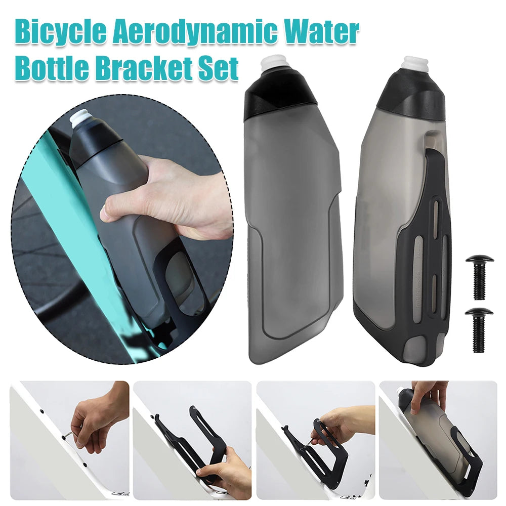 Bicycle Aerodynamic Water Bottle Bracket Set 600ml Cycling Water Bottle Bicycle Water Bottle for Cycling Biking Fitness & Sports