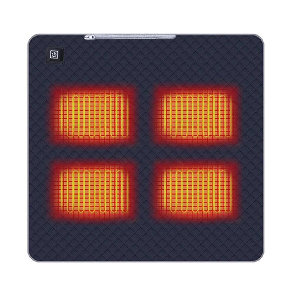 4 Heated Areas Camping Chair Heated Cushion Portable Heater Warm Pad 3 Adjustable Temperature for Winter Outdoor Stadium Fishing