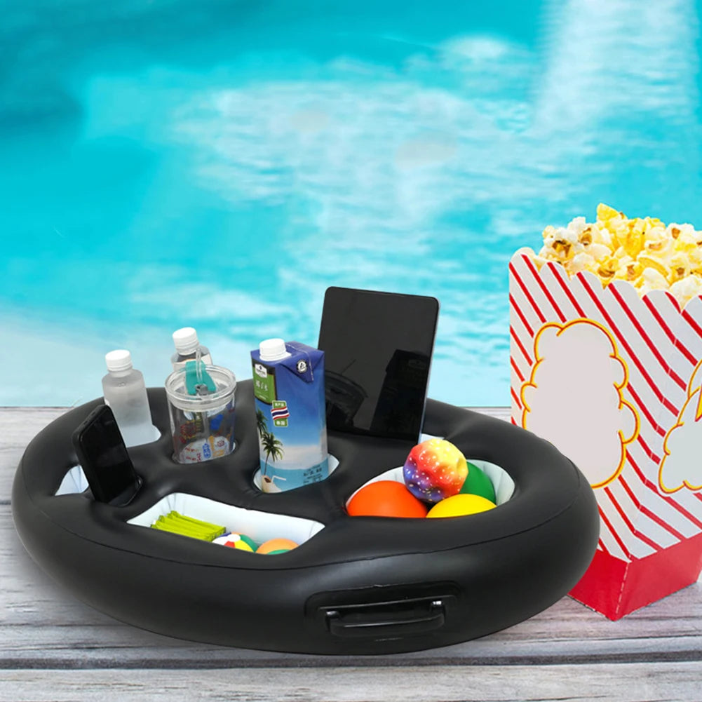 Inflatable Drinks Holder Pool Beer Drinks Holder Multifunctional Floating Cup Holder Drinks Cooler Tray for Beach Time Spa