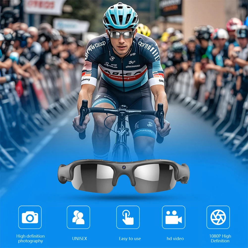 HD 1080P WIFI Smart Glasses with Sports Camera & Audio Recording Outdoor Sunglasses for Man Women Hiking Biking Fishing Glasses