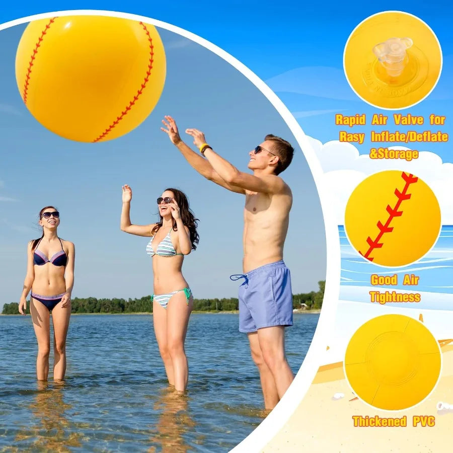 27 Inch Inflatable Softball Beach Ball for Summer Beach Game Swimming Pool Large PVC Softball Toys Party Favors for Water Sand G