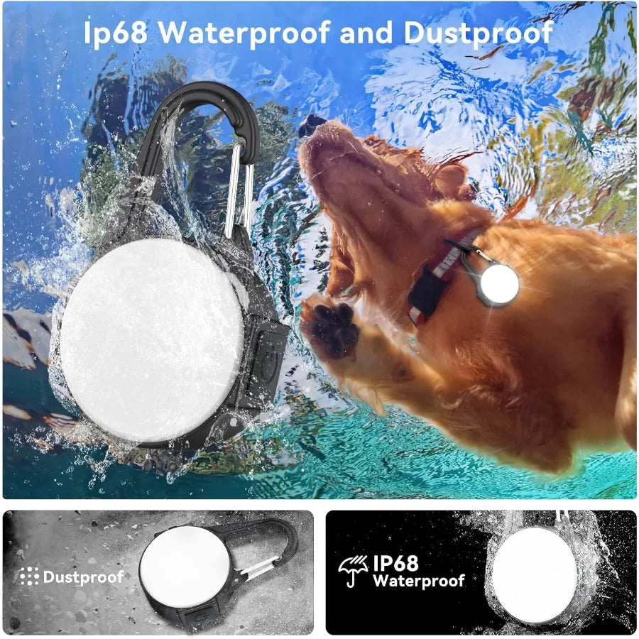 4 Modes Night Walking Lights IP68 Waterproof Collar Light for Nighttime Hiapacity Rechargeable Dog Light with 2 USB C Cables 2
