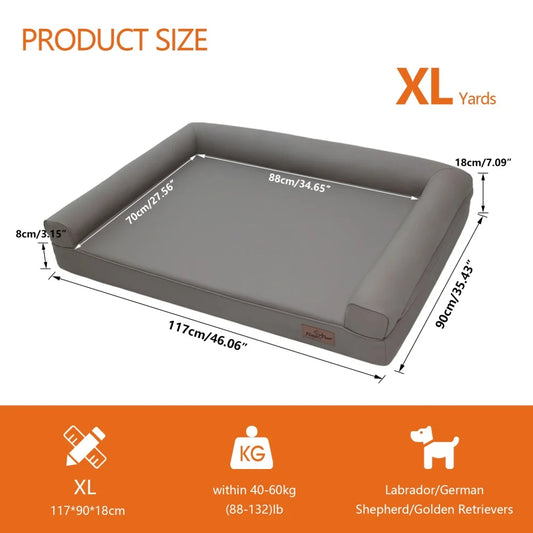 M-XXL Orthopedic Dog Bed Bolster Microfiber Leather Pet Dog Sofa Waterproof Couch Calming Bed with Removable Cover Easy Clean