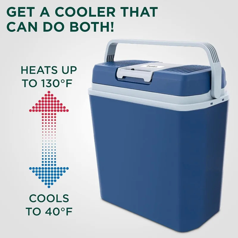 Ivation Electric Cooler & Warmer with Handle | 24 L Portable Thermoelectric Fridge | 110V AC Home Power Cord & 12V Car Adapter