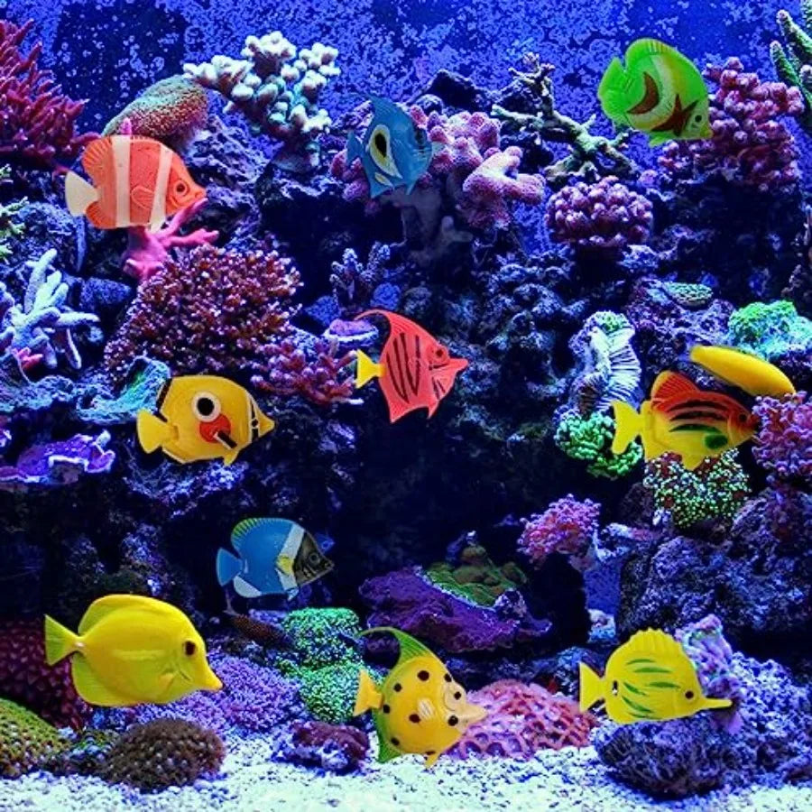 30 Pieces Artificial Aquarium Fish Tank Decorations Orments Plastic Lifelike Floating Fake Fish Mult Beta Decor Accessories for