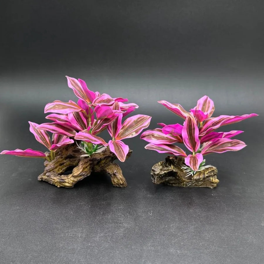 Fish Tank Decorations Aquarium Decor Orments Betta Pink Leaf pad Hammock Artifical Driftwood Goldfish Bowl Accessories Hot Pink