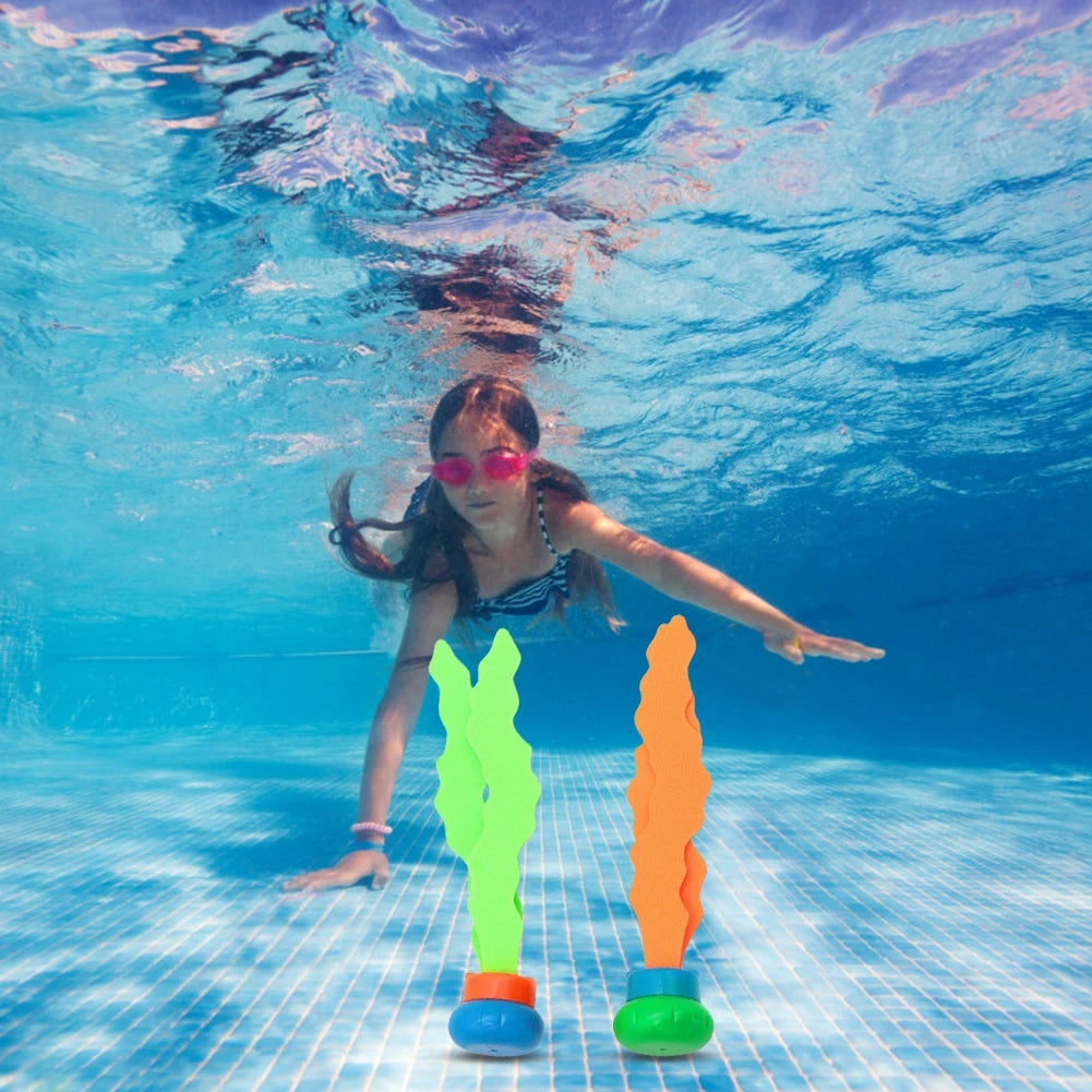 1setSummer Children Swimming Octopus Pool Diving Toys Water Sports Water Play Toys Diving Stick Gem Set Underwater Grabbing