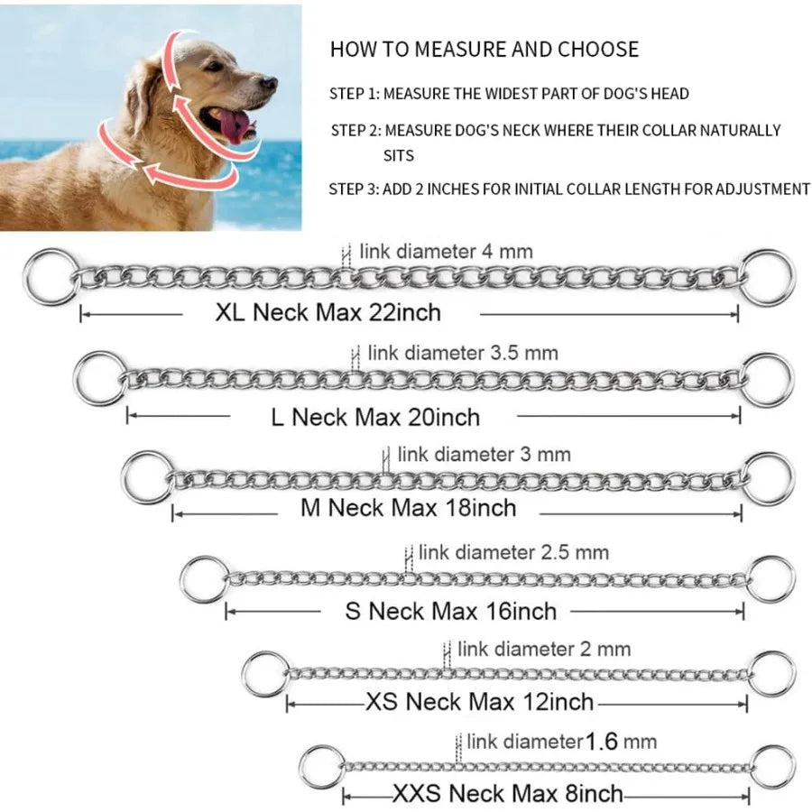 Dog Chain Collars Choke Collar for Dogs Slip P Chain Choker Stainless Steel Link Dog Collar Martingale Training Puppy Collars f
