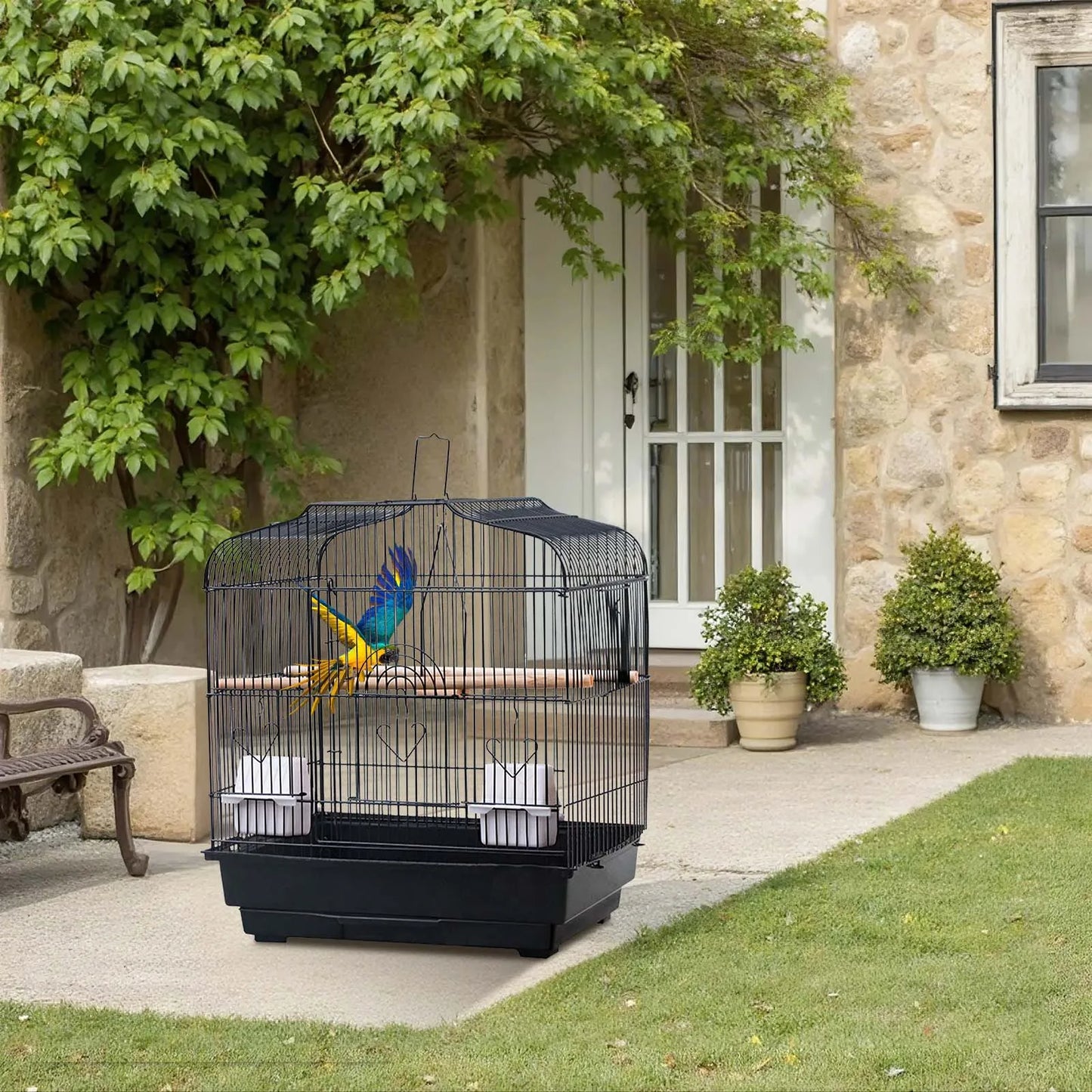 Travel Bird Cage Bird Travel Carrier Cage With Handle Standing Pole Food Container Swing For Cockatiels Small Parrots Canaries