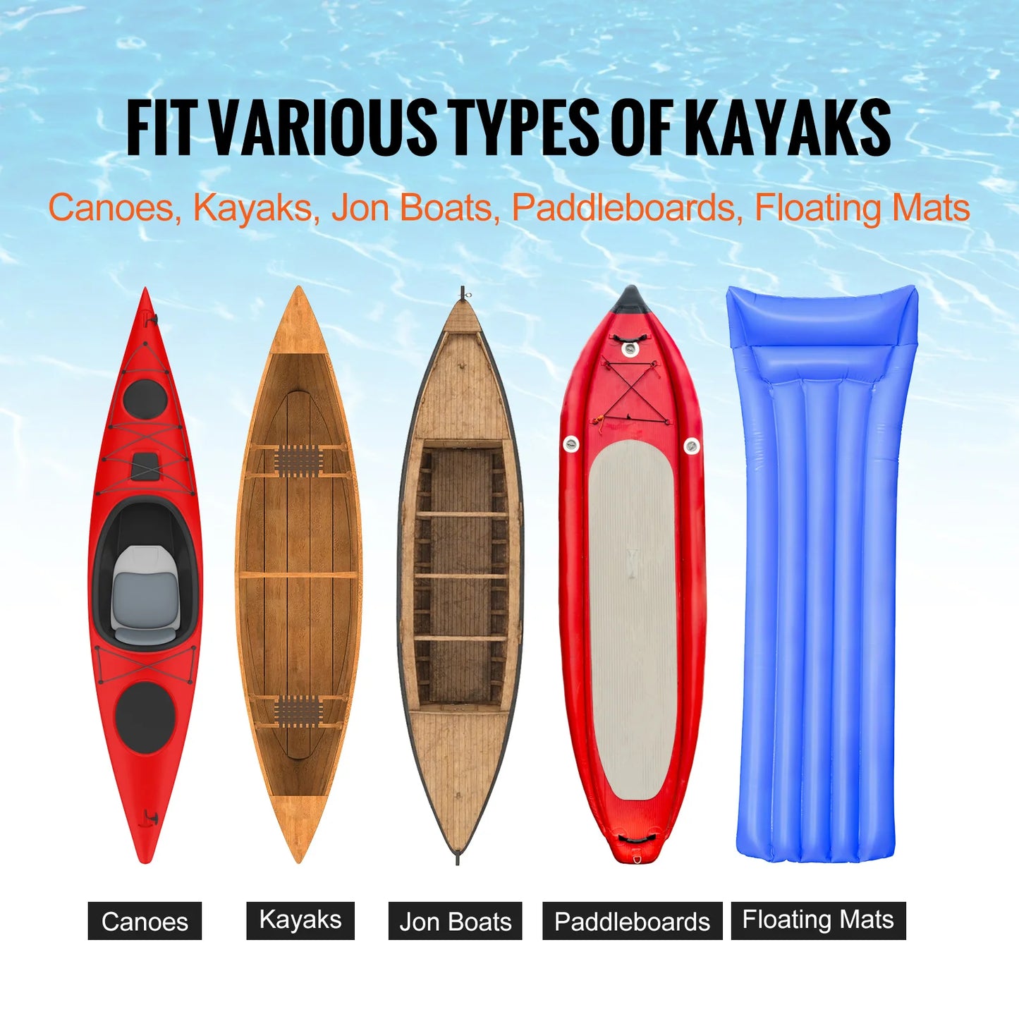 SucceBuy Kayak Cart 250lbs Foldable Canoe Trolley Cart with 10'' Tires Support Foot for Paddleboards Float Mats Jon Boats