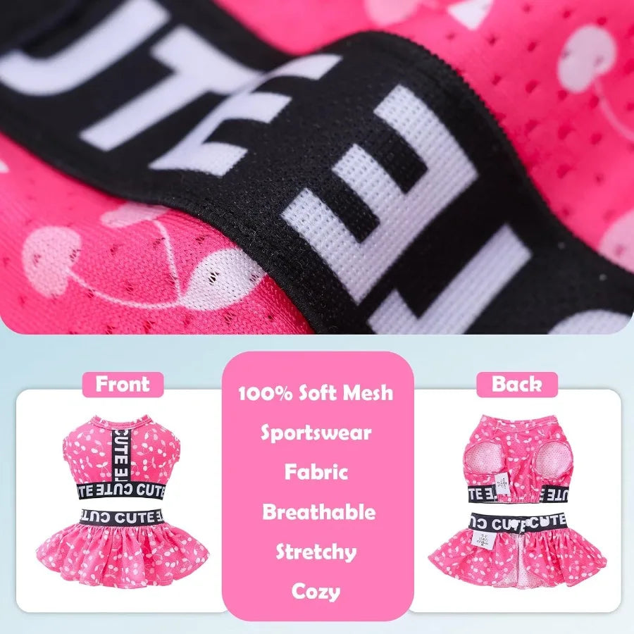 Two Piece Dog Sports Dress Athleisure Puppy irt Lightweight Small Dogs Girl Clothes Cat Apparel SPS12M