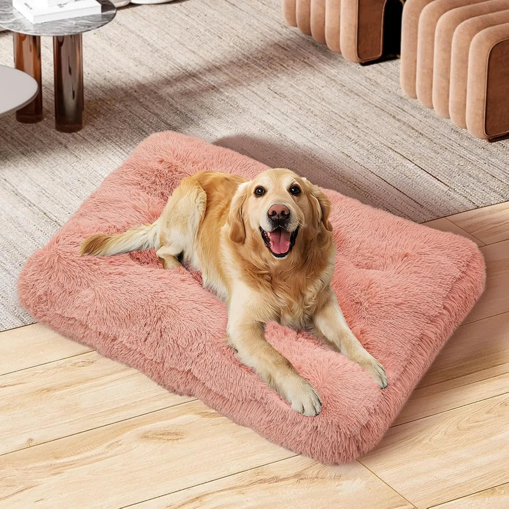 large dog bed - 40.5"x32.5"x5.5" machine washable plush pet bed, warm & cozy for dogs