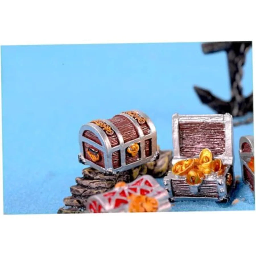 PirateThemed Mini Treasure Chest Aquarium Decor Pearlescent Fish Tank Accessories for Small Aquariums Goldfish Tank Decorations