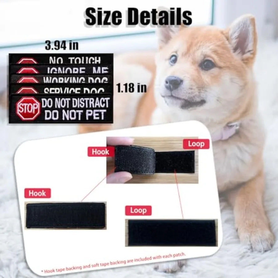 5 Pcs Stop Service Dog Patches for Dog Harness Do Not Distract No Touch Talk Eye Contact Do Not Pet Ignore Me Working Dog for D