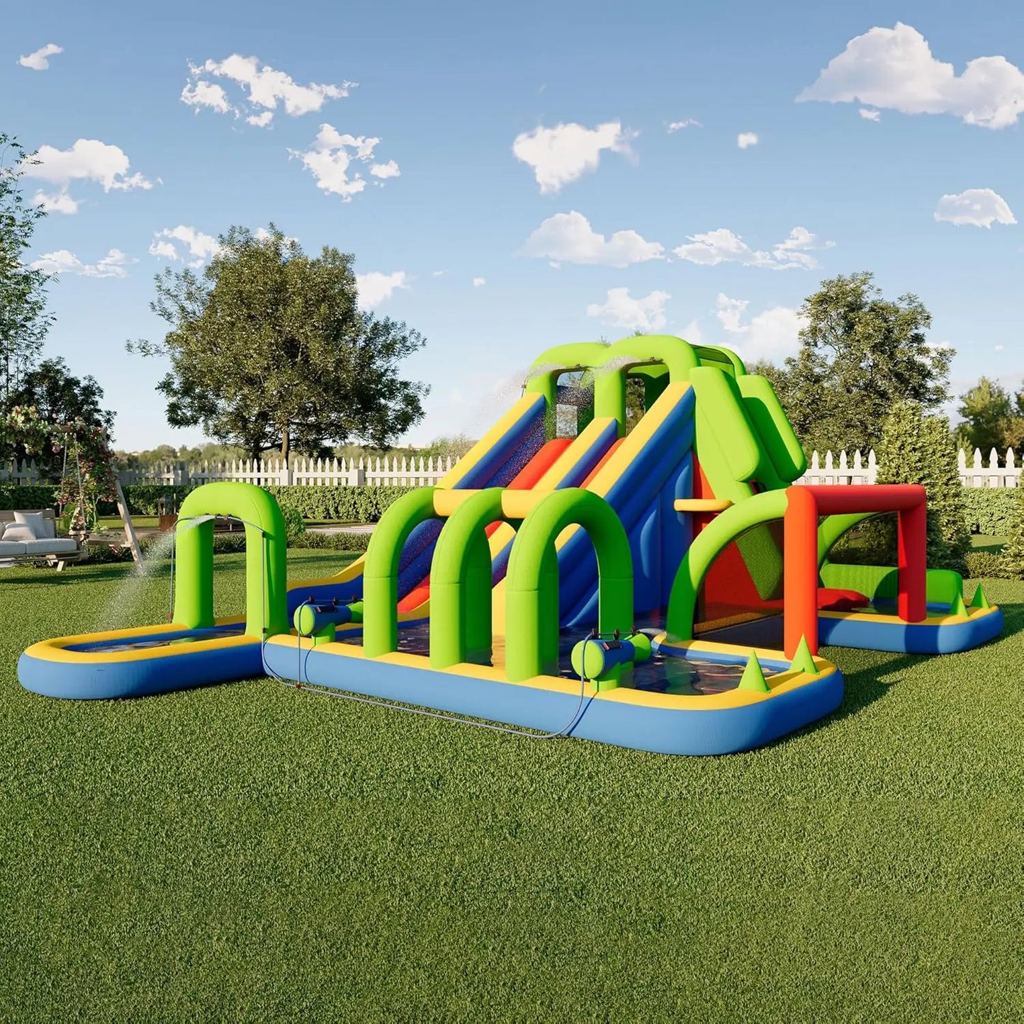 Bounce House, Inflatable Bouncer with Air Blower, Jumping Castle with Slide, Outdoor Indoor Bouncy Castle with Oxford Fabric for