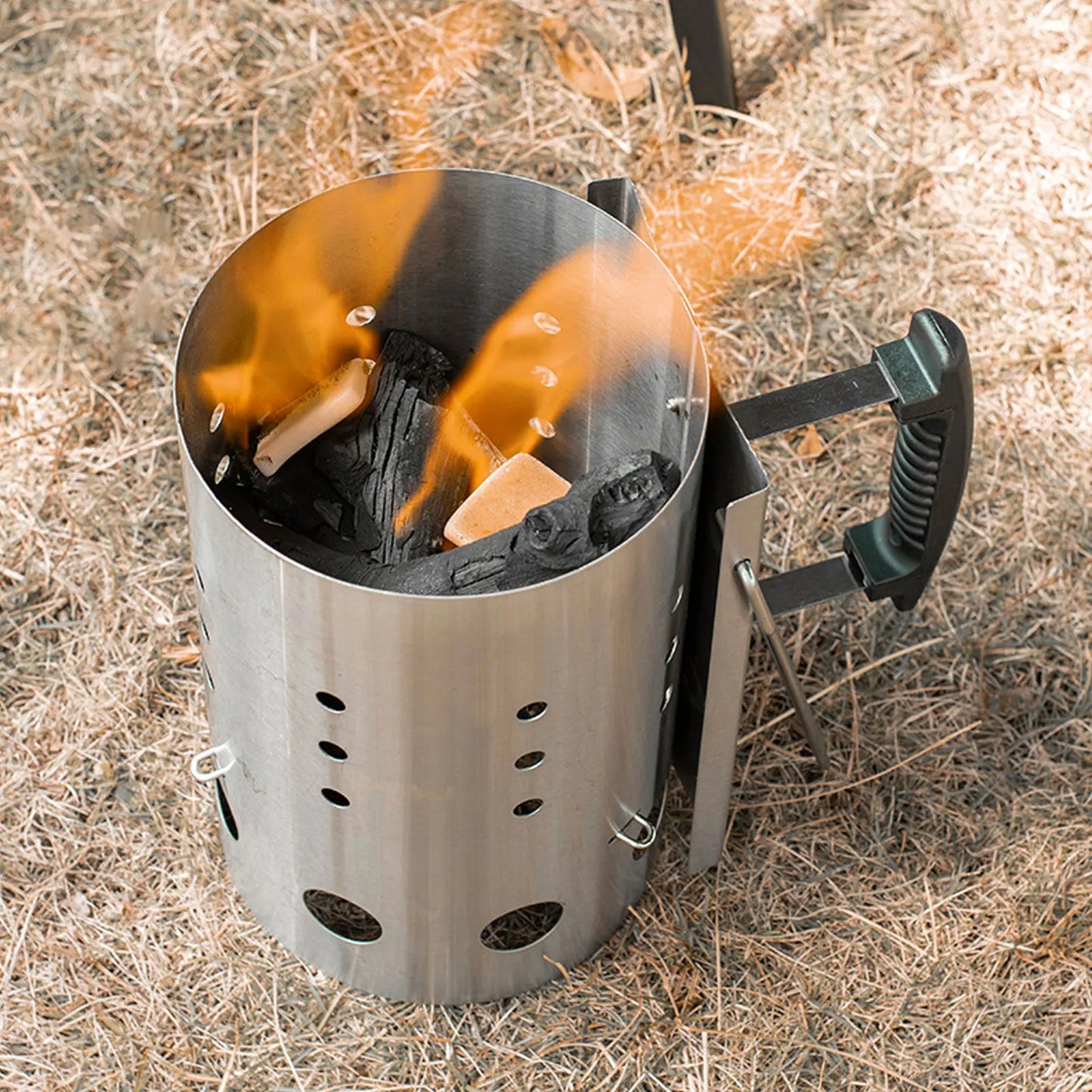 Chimney Starter Stainless Steel Portable Efficient Charcoal Starter Barrel for Barbecue Camping
