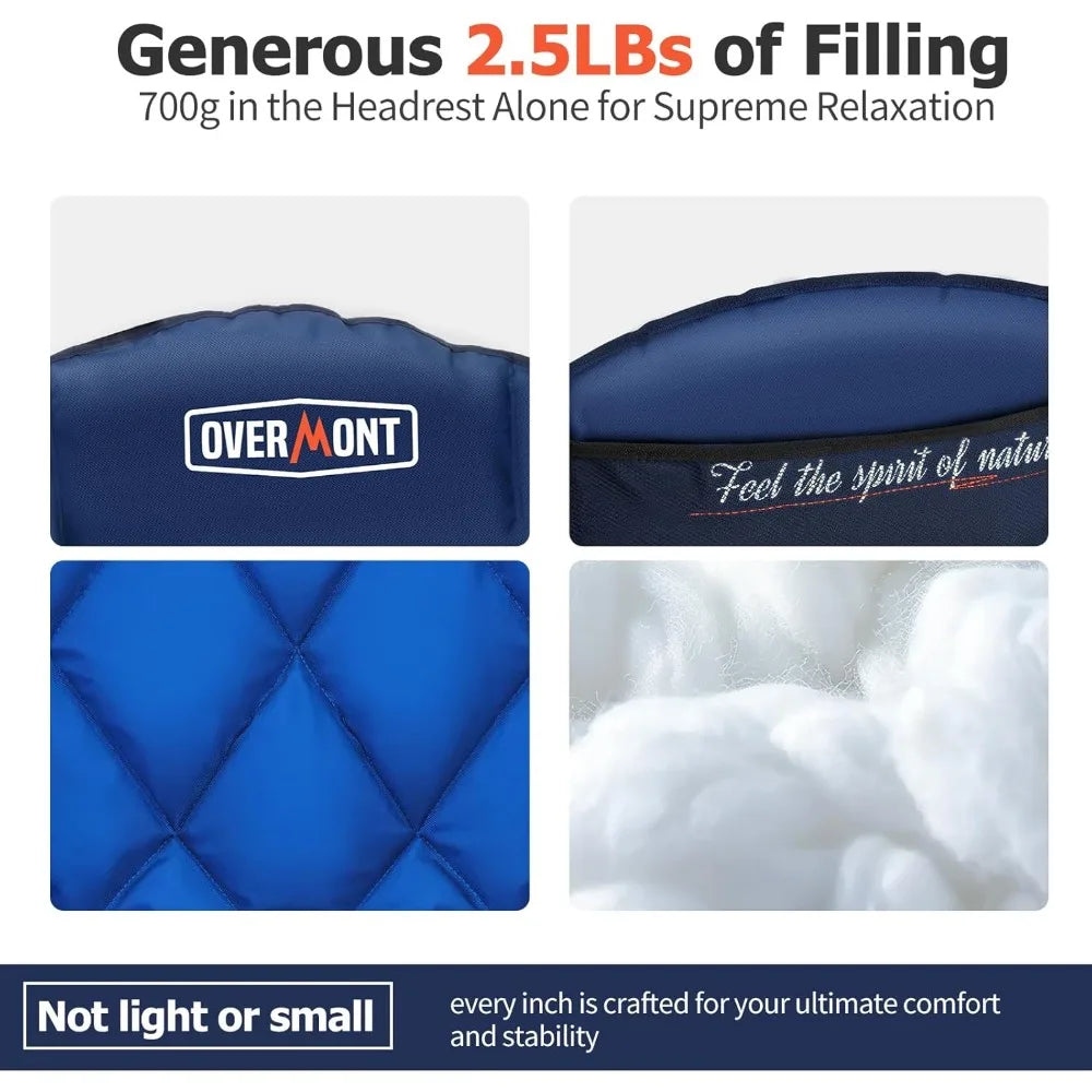 Oversized XL Camping Chair for Adults - 450lbs Support Heavy-Duty Padded Folding Chair with Side Pocket Cup Holder Cooling Bag