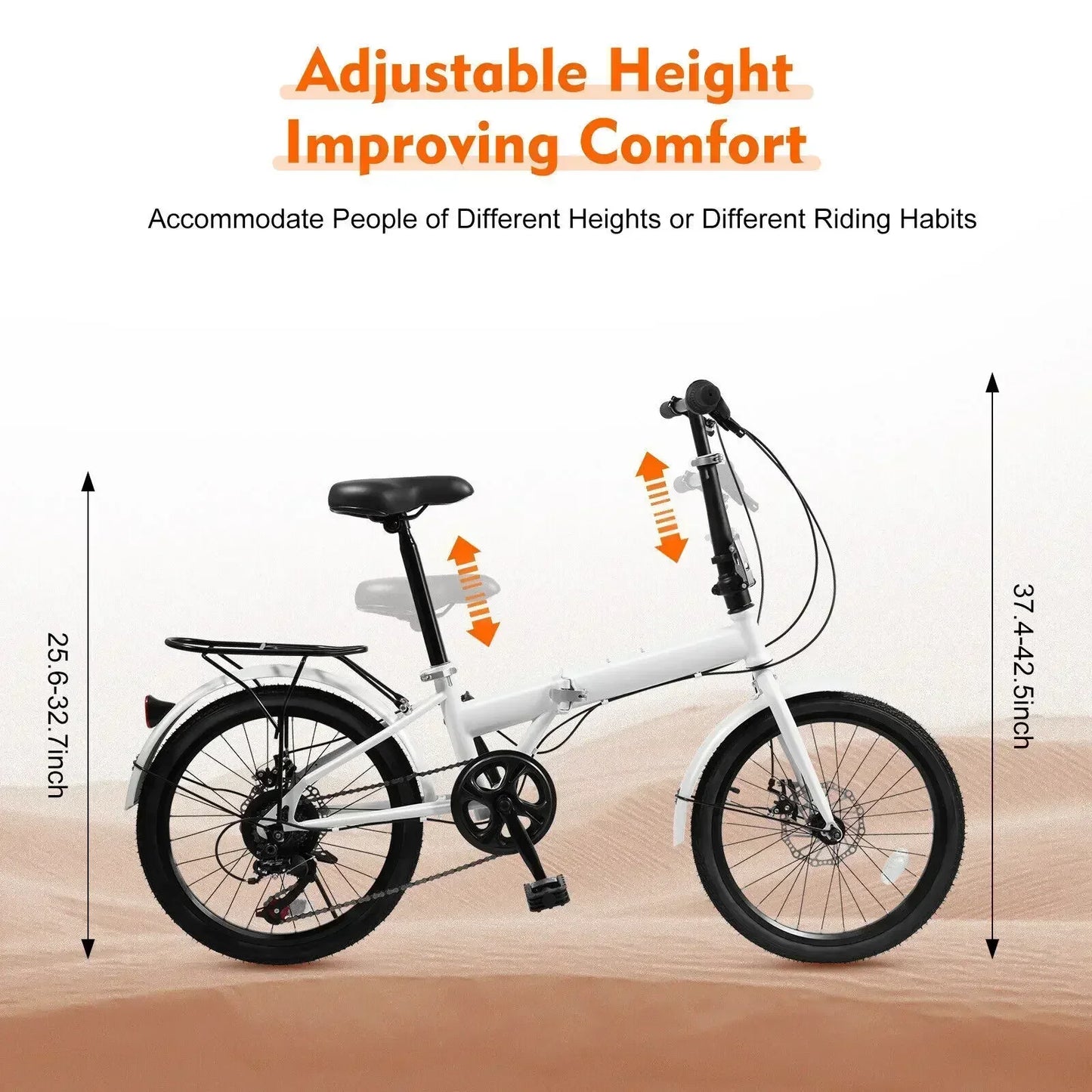 Portable 20" Folding Commuter Bike for Adults - Lightweight 7-Speed City Bicycle | Easy Fold & Carry