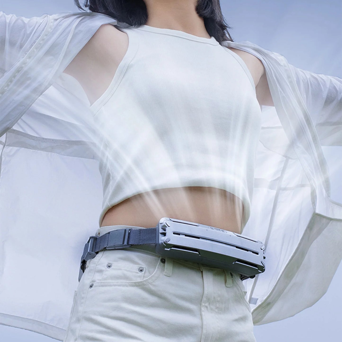 USB Cooling Small Fan Hanging Waist Portable Wearable Cooling Artifact ABS Material Strong Multi-speed Adjustable Outdoor Sports