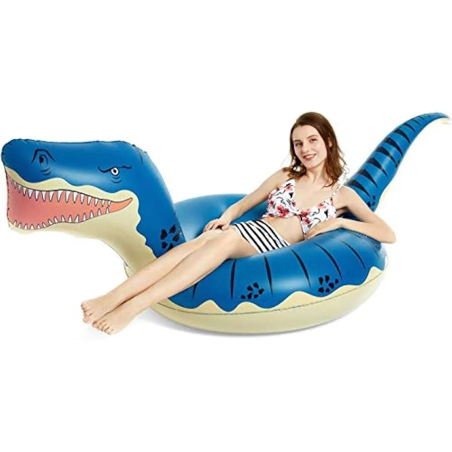 Jasonwell Giant Inflatable Unicorn Pool Float Floatie Ride and Jasonwell Inflatable Dinosaur Pool Float Tube