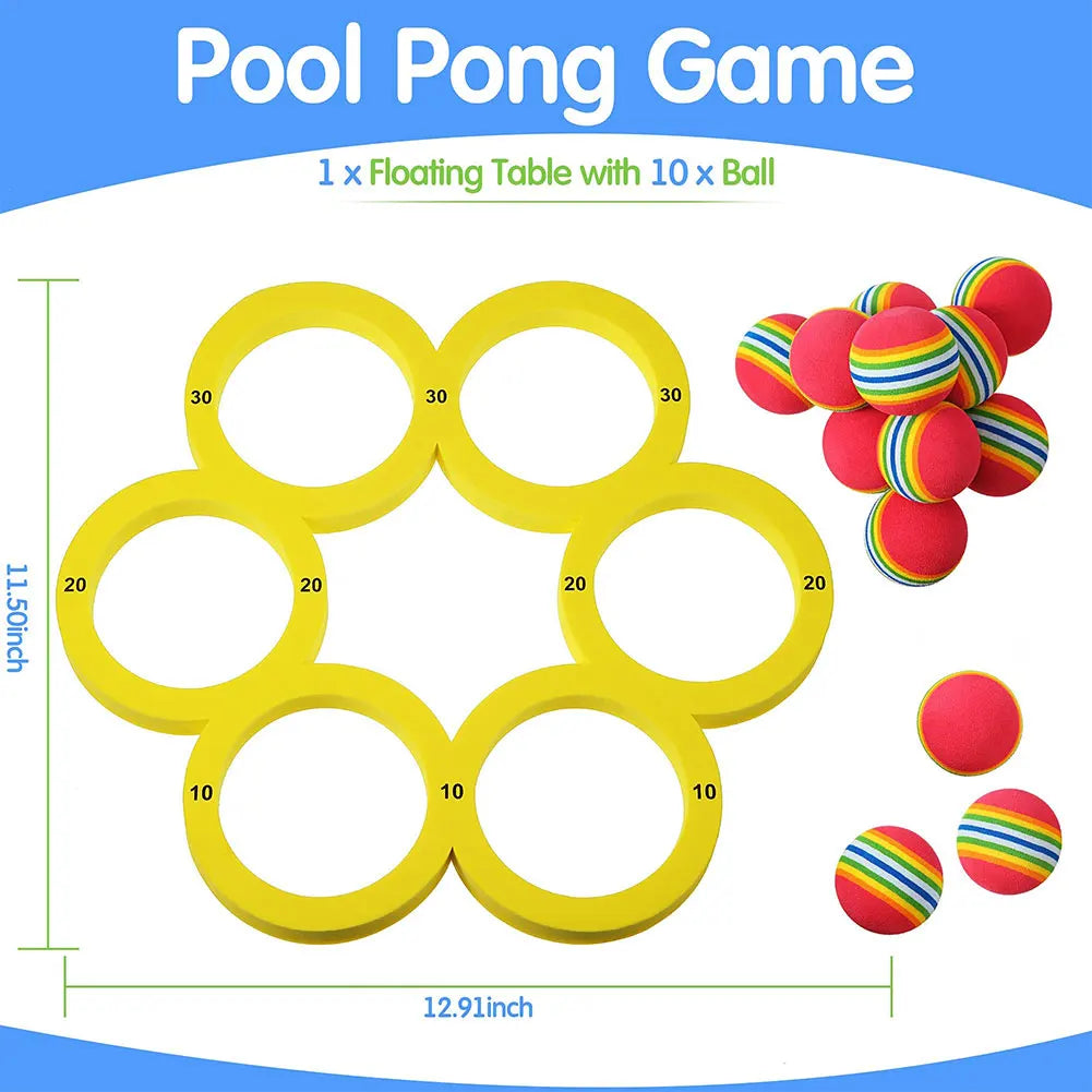 Pool  Games Set with 10 Rainbow Balls Water Sports  Floating  Ring for Kids Adults Swimming Pool Water Game