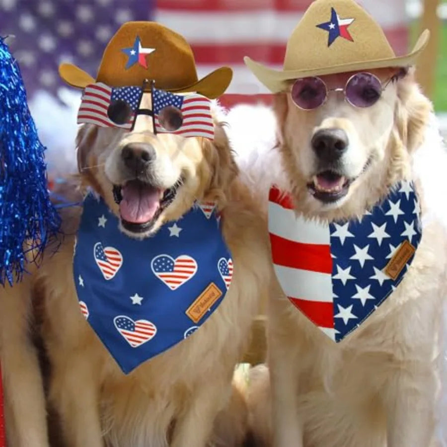 4th of July Pet Dog Costume Dog Cowboy Hats with Star Décor Independence Day Dog Bandas with Aan Flag Pattern 4th July Pet Hat